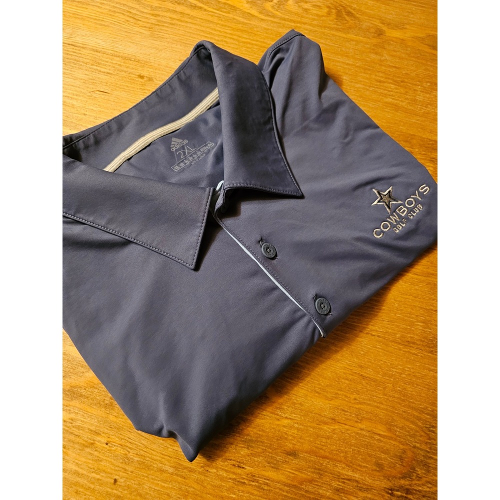 Adidas Cowboys Golf Club Polo Shirt Mens 2XL Navy Blue Striped Sleeve Logo Golf